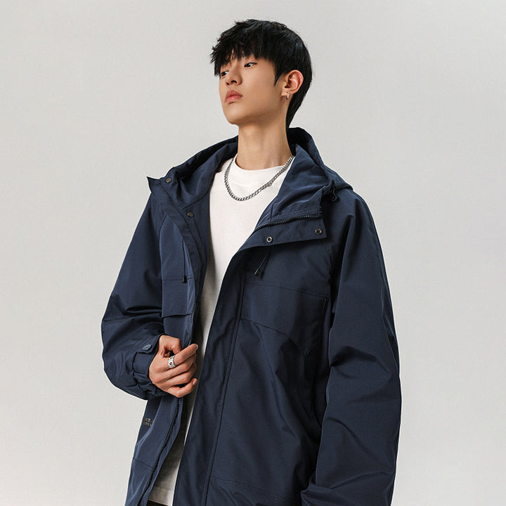 Herren Technische Kapuzen-Softshelljacke mit hohem Kragen und verstellbarem Saum Drune