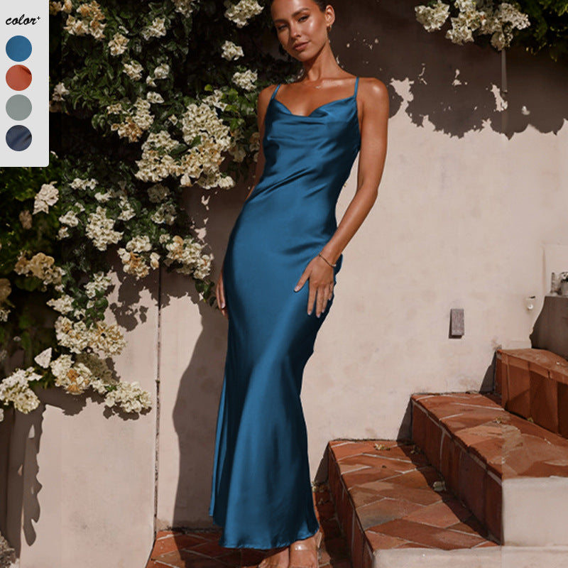 Damen Seidenmaxikleid mit elegantem Schnitt und schmeichelndem Design Drune