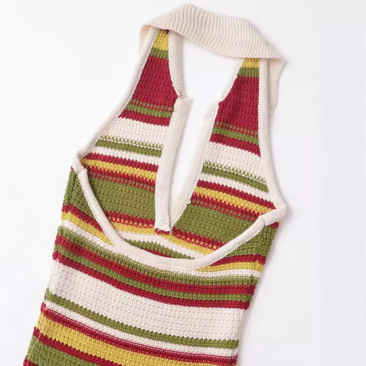 Damen Strickkleid mit tiefem V-Ausschnitt und breitem Kragen Drune