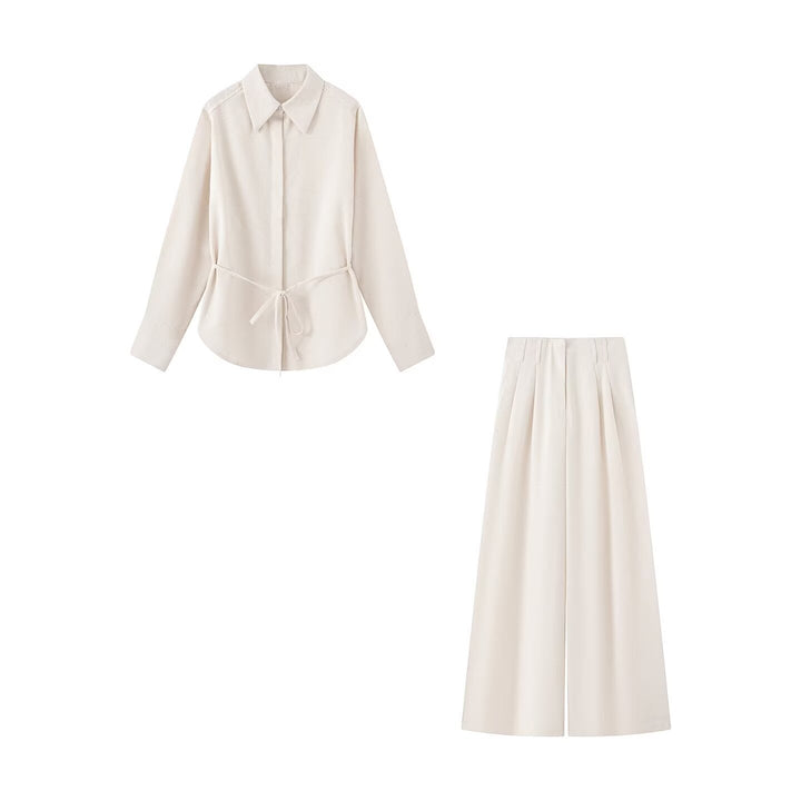 Damen Zweiteiliges Hemd- und Culotte-Set mit Taillenband und weitem Bein Drune