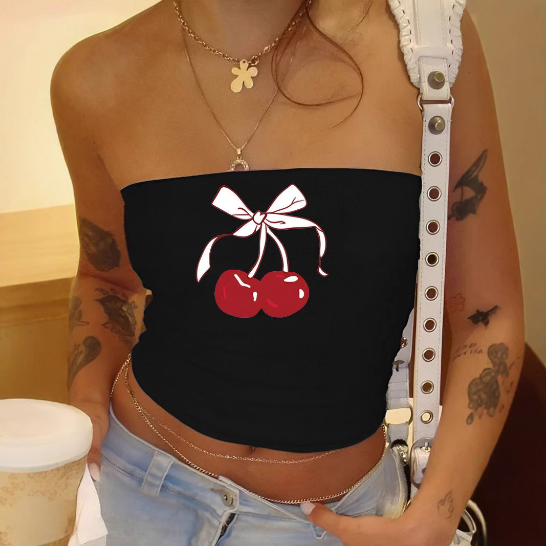 Damen Bandeau-Top mit elegantem Spitzenbandmotiv Drune