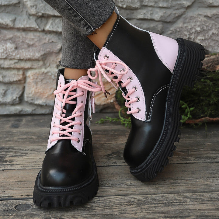 Damen Robust und stylisch gefütterte Stiefel mit hohem Schaft und farblichen Akzenten Drune