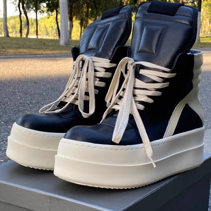 Damen Plateau-High-Top Sneaker-Stiefel mit gepolstertem Schaft und extrahoher Gummisohle Drune