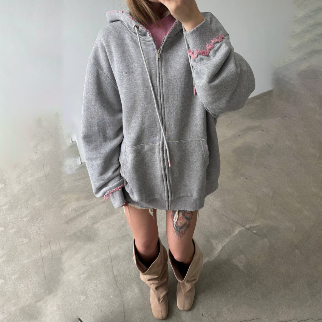 Damen Bequemer Oversized Hoodie mit modischen Fransen Drune