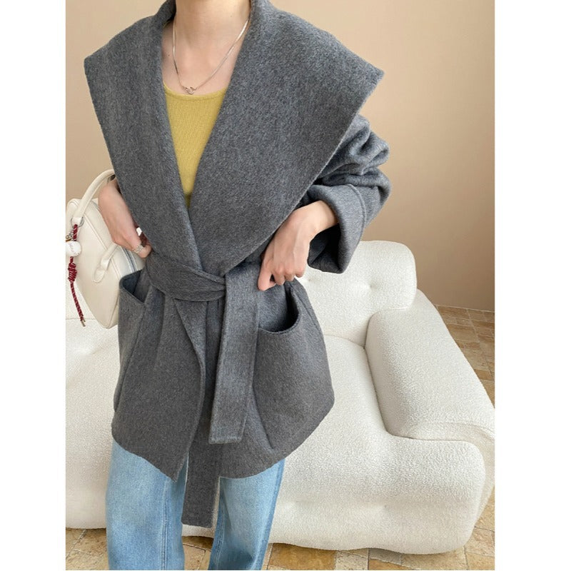 Damen eleganter Oversized-Mantel mit schickem Revers und praktischen Taschen Drune