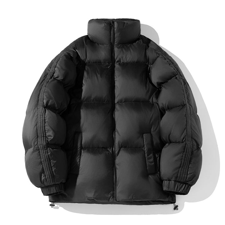 Unisex Oversize-Pufferjacke mit hohem Stehkragen, seitlichen Armreißverschlüssen und Kordelzug Drune