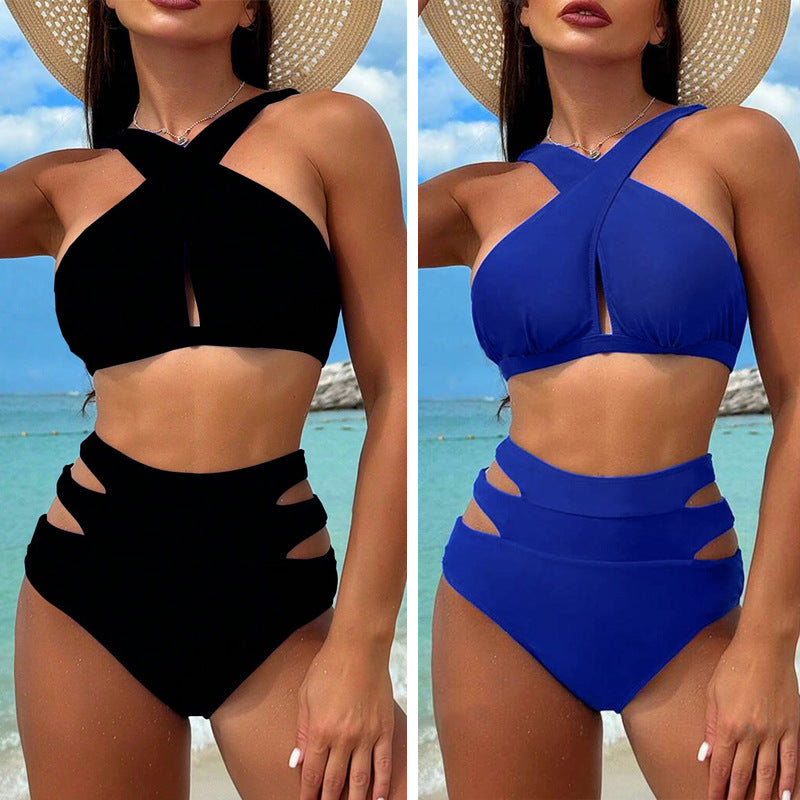 Damen Hochgeschnittener Bikini mit stylischen Cut-Outs Drune