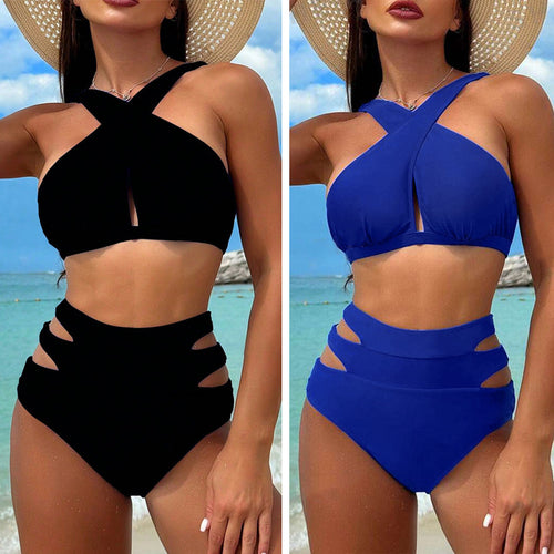 Damen Hochgeschnittener Bikini mit stylischen Cut-Outs Drune