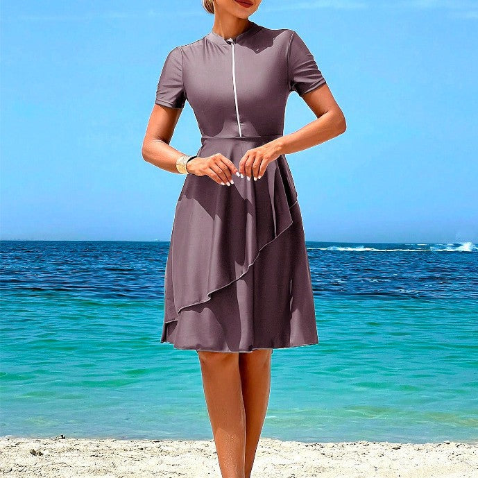 Damen Elegantes Strandkleid mit Rüschen Drune