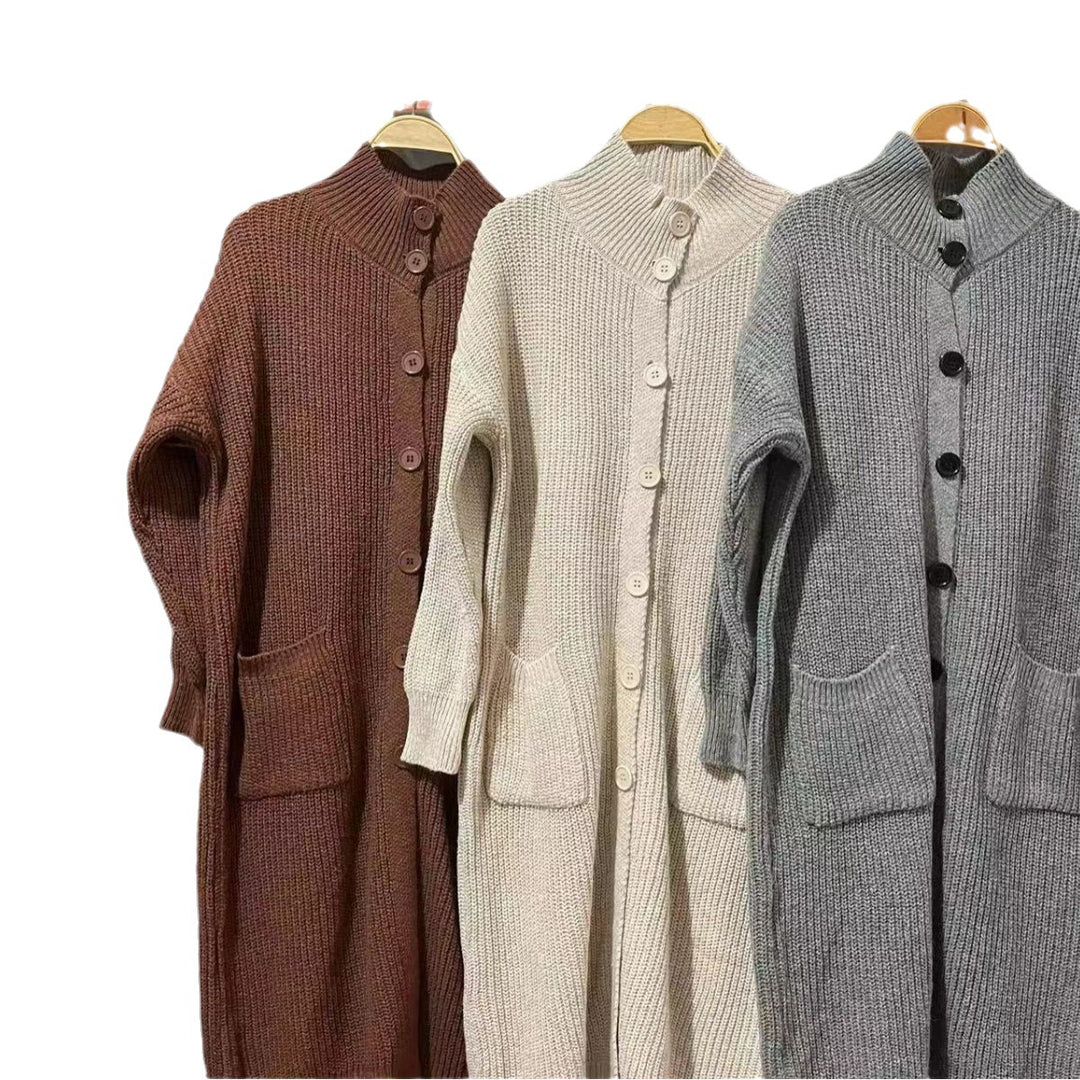 Damen Grobstrick-Cardigan mit großzügigen Taschen und modernem Button-Design Drune