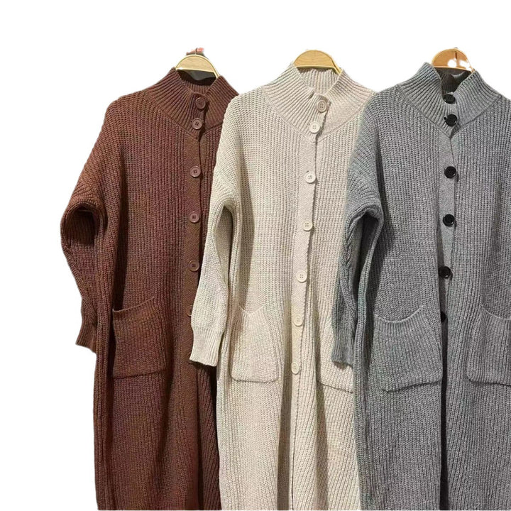 Damen Grobstrick-Cardigan mit großzügigen Taschen und modernem Button-Design Drune