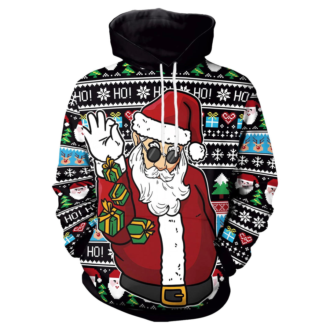 Damen Lustiger Kapuzenpullover mit weihnachtlichem DJ-Motiv Drune