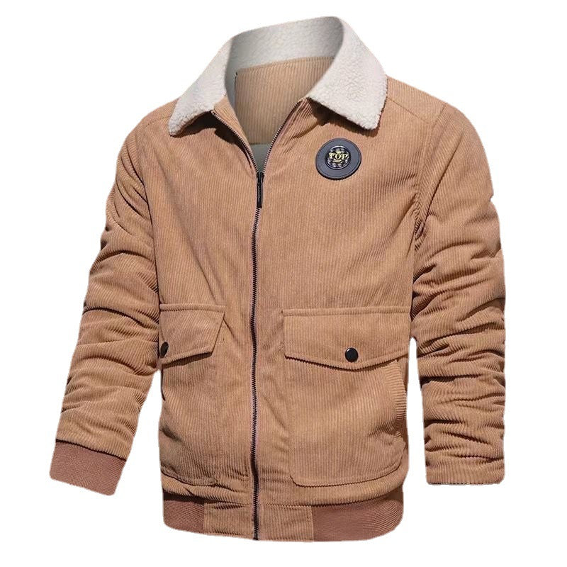 Herren Cord-Blouson mit Teddyfutter, Pattentaschen und Stehkragen Drune