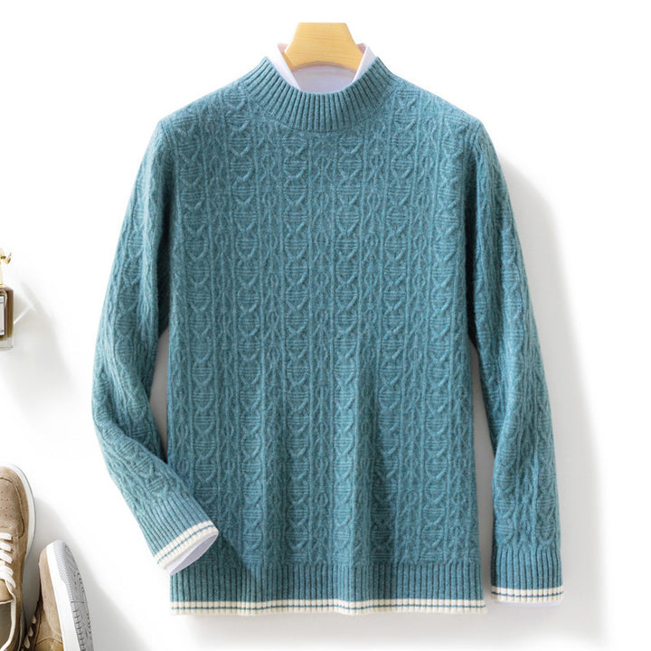 Damen Feinstrickpullover mit Zopfmuster, kurzem Stehkragen und gerippten Abschlüssen Drune