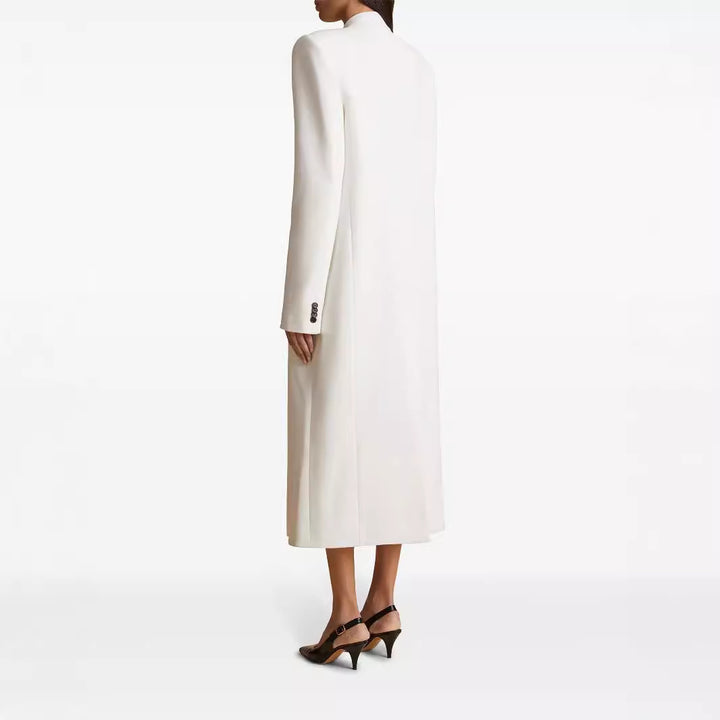 Damen Langes einreihiges Blazerkleid mit schlanker Silhouette und Pattentaschen Drune