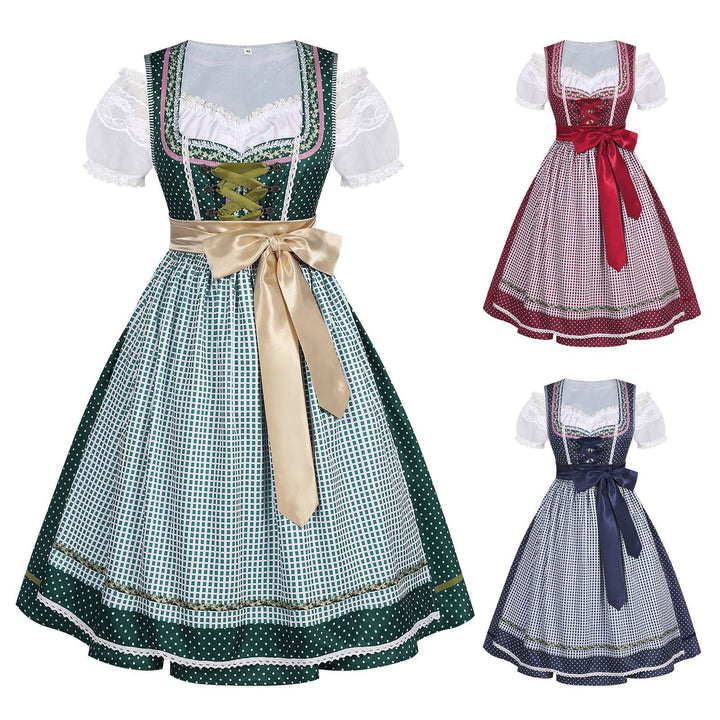 Damen nan traditionelles Trachten-Dirndl mit geschnürter Corsage, Spitzenärmeln und schwingendem Tellerrock Drune