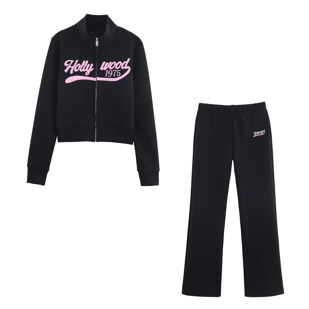 Damen Locker geschnittene Jersey-Freizeithose mit weitem Bein, elastischem Bund und Retro-Logo Drune