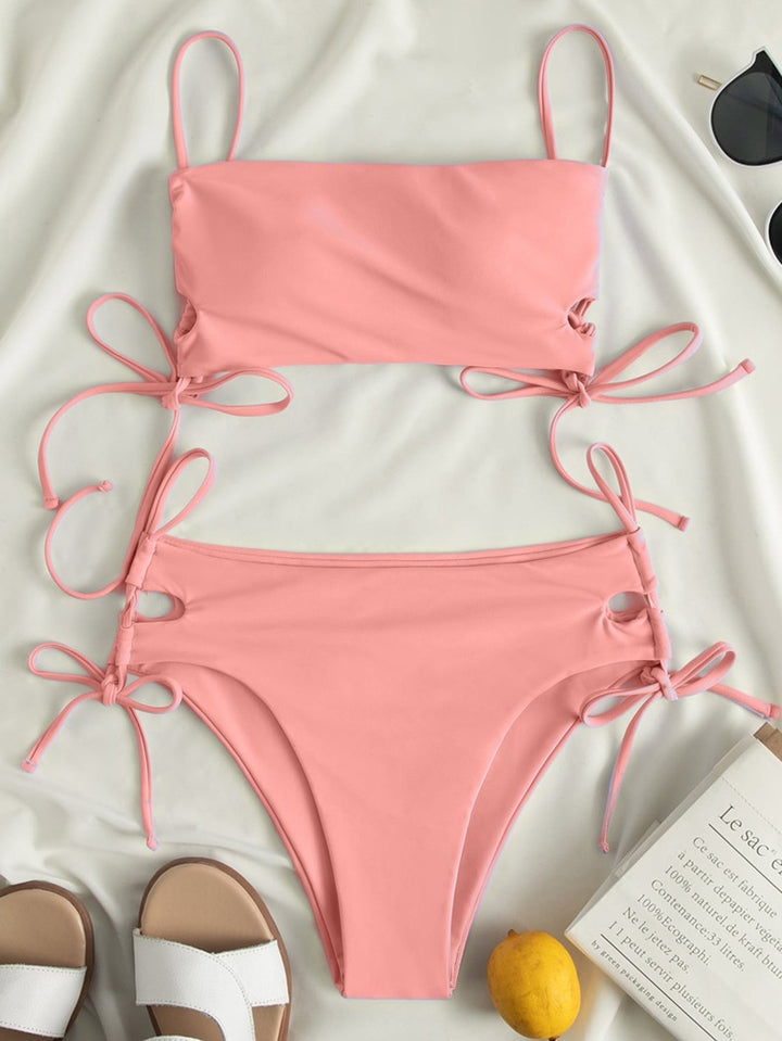 Damen Zweiteiler Bikini Set mit modischen Schnürdetails Drune