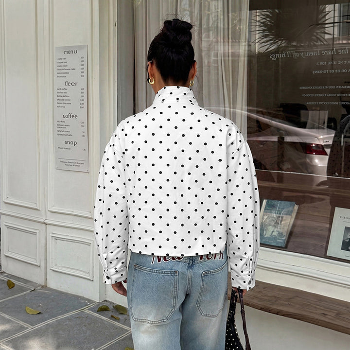 Damen Polka-Dots Pullover Jacke Drune