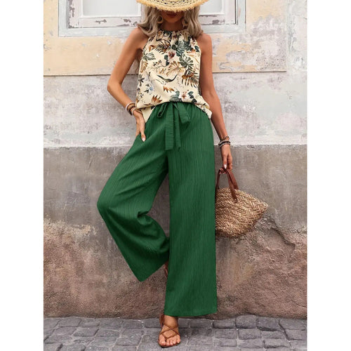 Damen Freizeithose mit gestreiftem Design und hochwertigem Taillengürtel Drune