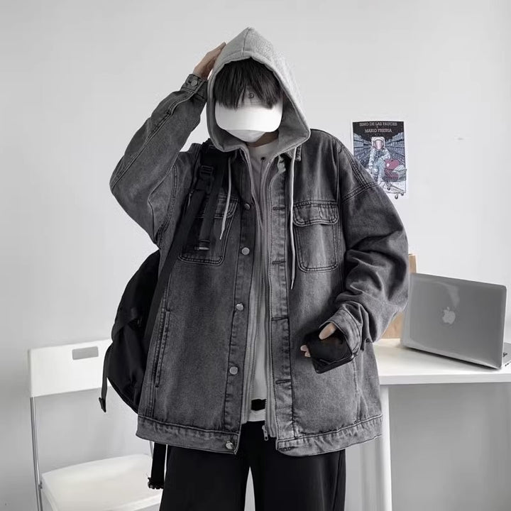 Herren Lässige Overshirt-Jacke mit Kapuze Drune