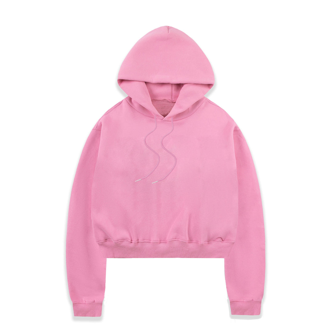 Damen nan cropped Kapuzenpullover mit weichem Fleece‑Innenfutter und elastischem Rippbund Drune
