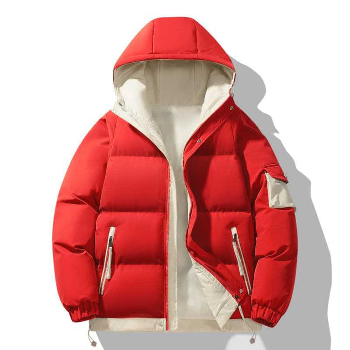 Herren urbaner Steppanorak mit Kapuze, kontrastiertem Futter und Multitaschen Drune