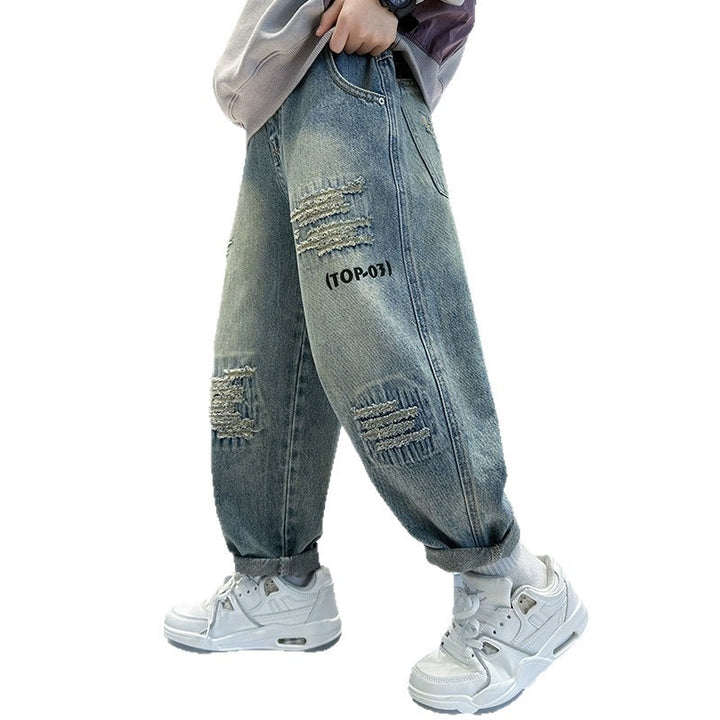 Unisex lässige, destroyed Baggy-Jeans Drune