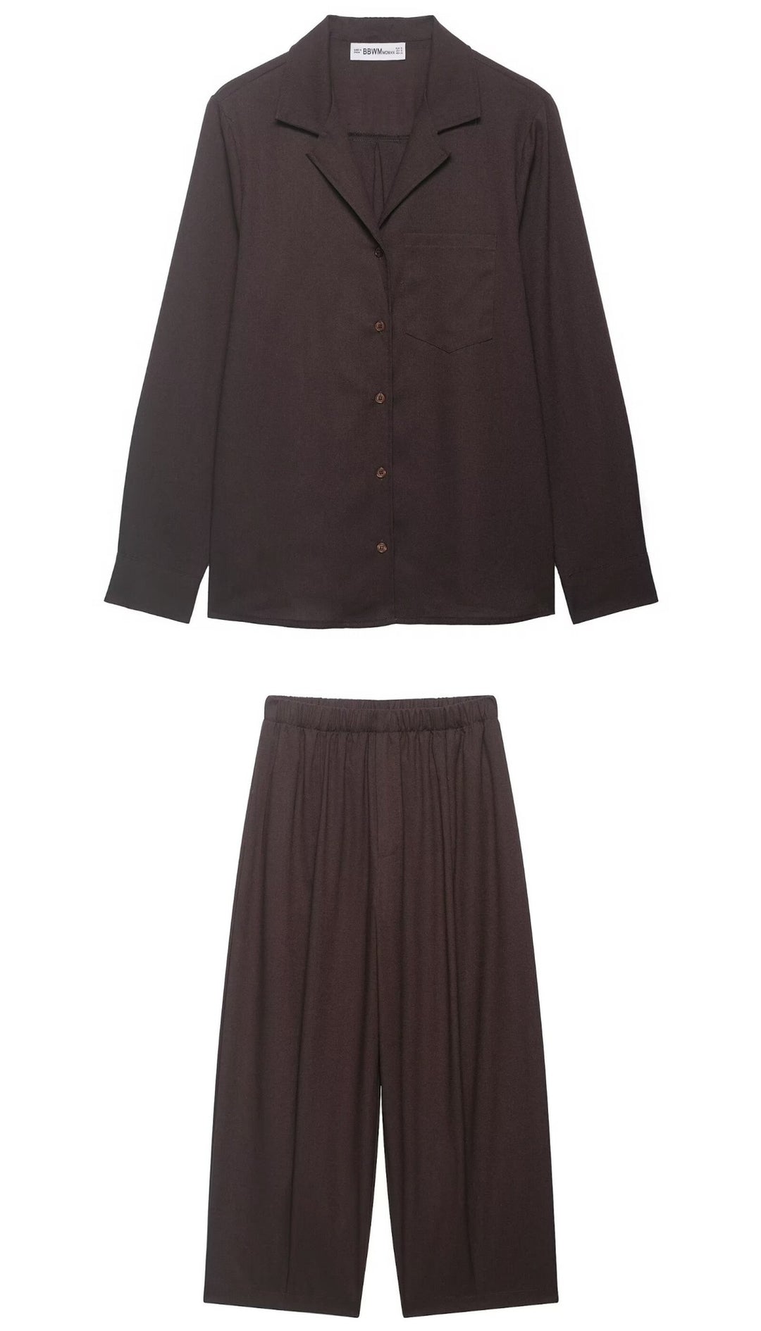 Damen Zweiteiliges Lounge‑Set mit Hemdoberteil und weiter Culotte mit Elastikbund Drune