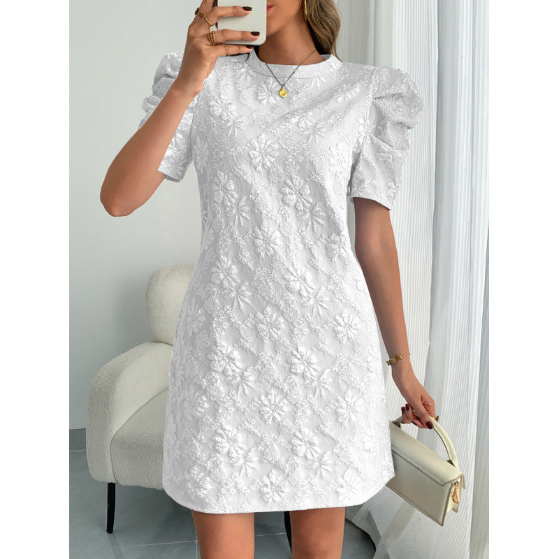Damen Puffärmel Kleid mit floralem Muster Drune