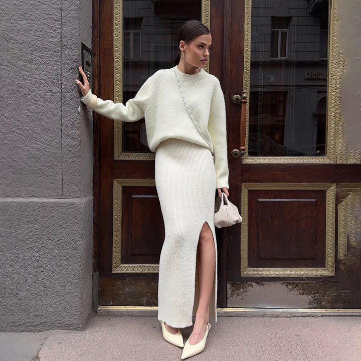 Damen Sweater-Rock-Outfit Drune