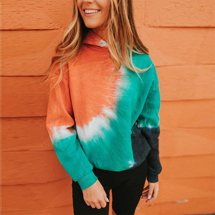 Damen Oversized Kapuzenpullover mit modischem Batikdesign Drune