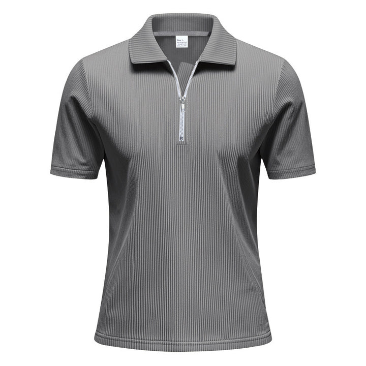 Unisex nan kurzärmeliges Halbzip-Polo aus geripptem Jersey mit Hemdkragen Drune