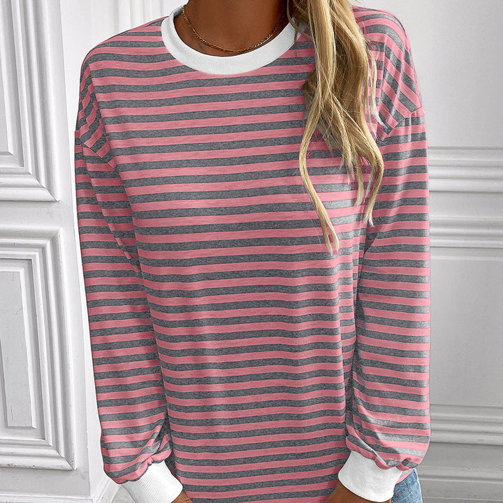 Damen gestreifter Langarm-Pullover mit lässigem Schnitt Drune