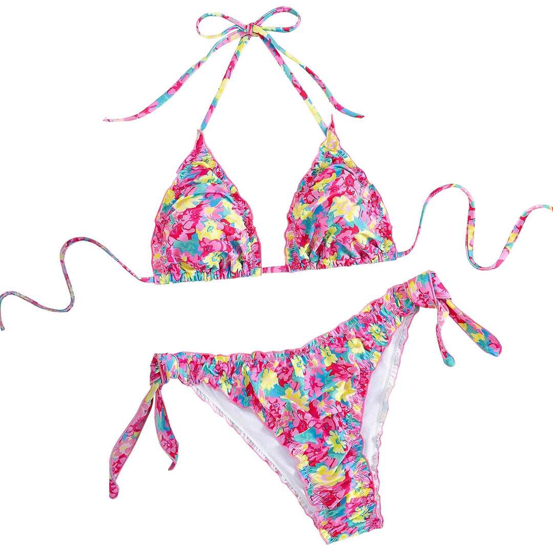 Damen Triangel-Bikini mit verspieltem Blütenmuster Drune