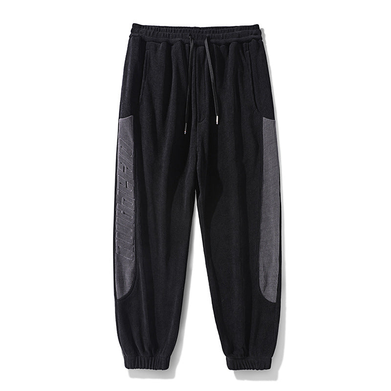 Herren Cordhose im Joggingstil mit seitlichen Panel‑Einsätzen und Kordelzug Drune