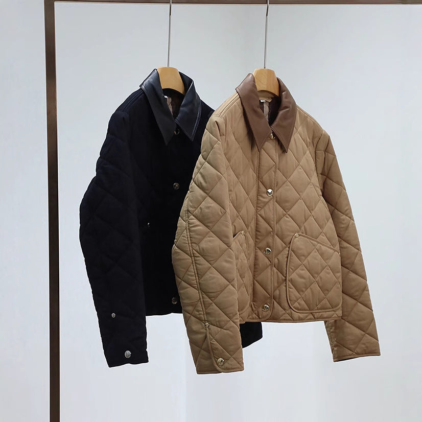 Damen Steppjacke mit hochwertigem Lederkragen Drune