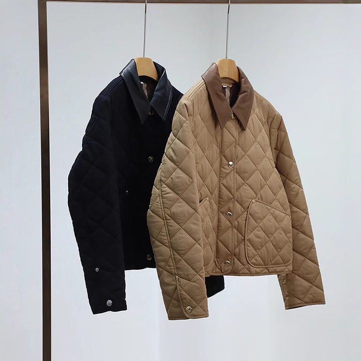 Damen Steppjacke mit hochwertigem Lederkragen Drune