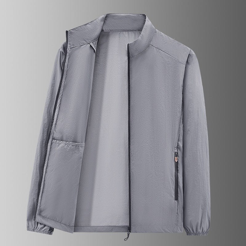 Herren Ultraleichte packbare Windjacke mit Innenfach, Stehkragen & Reißverschlusstaschen Drune