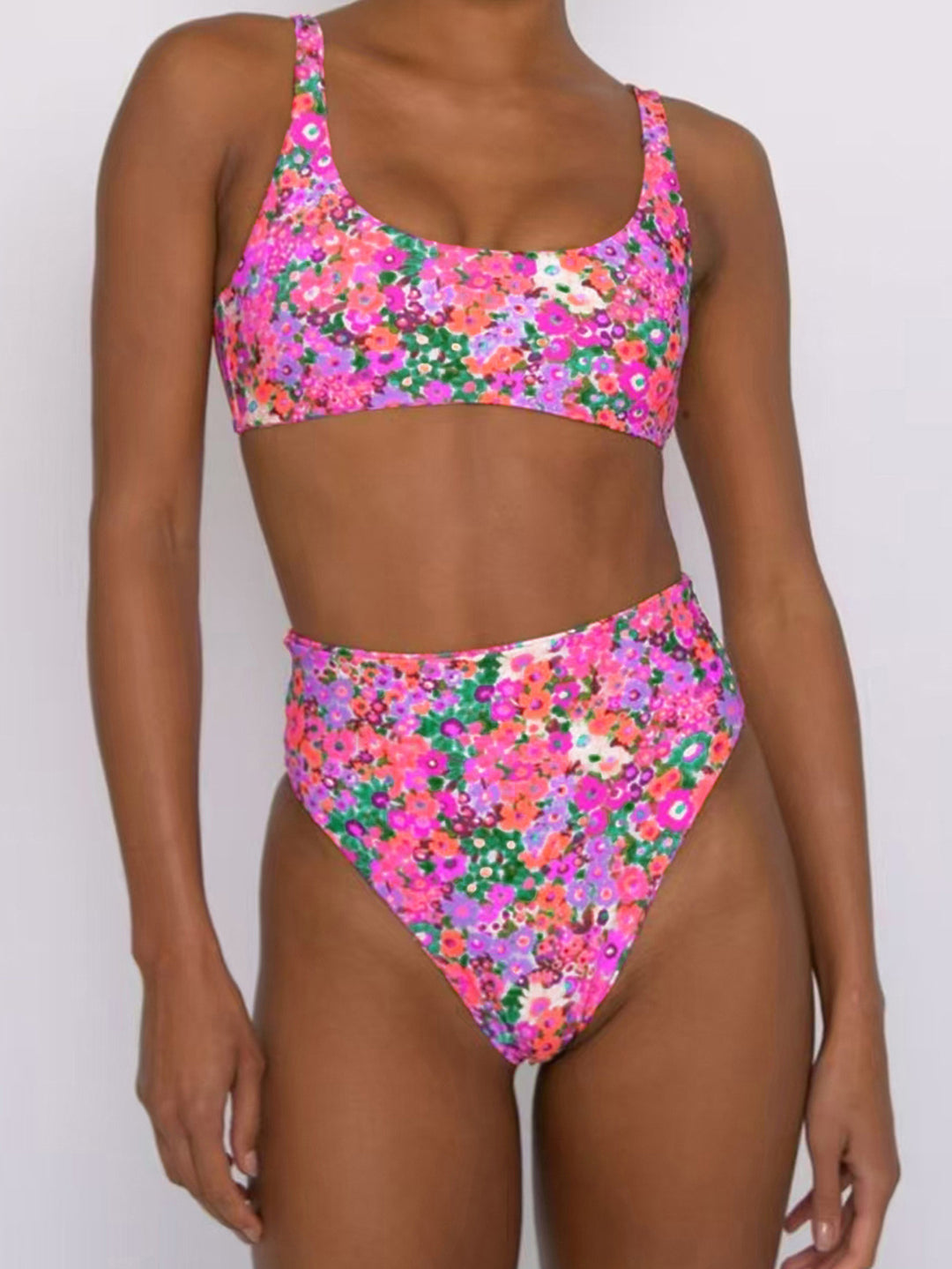 Damen Hochtailliertes Bikini-Set mit floralem Design Drune