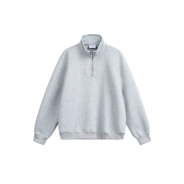 Damen Oversize Halfzip Stehkragen-Sweatshirt aus schwerer Baumwollmischung Drune