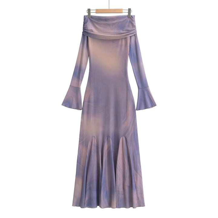 Damen elegantes Wickelkleid mit schulterfreiem Design und ausdrucksstarkem Material Drune