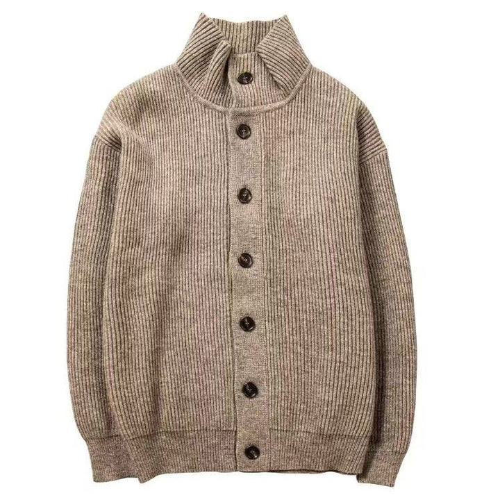 Herren Grobstrickjacke mit Stehkragen und Knopfleiste Drune
