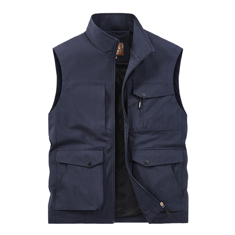 Herren Outdoor-Utilityweste mit Multitaschen, Reißverschluss und Meshfutter Drune