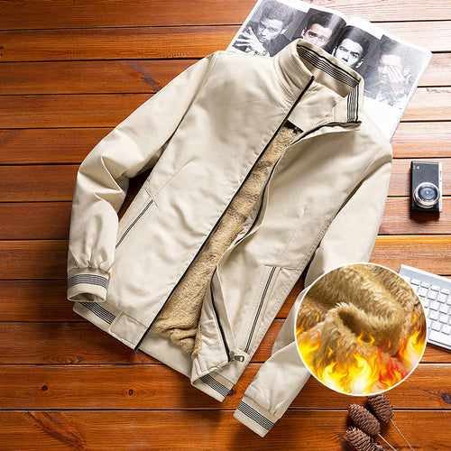 Herren nan thermisch gefütterte Freizeit-Bomberjacke mit Teddyfutter, Reißverschluss-Taschen und Stehkragen Drune