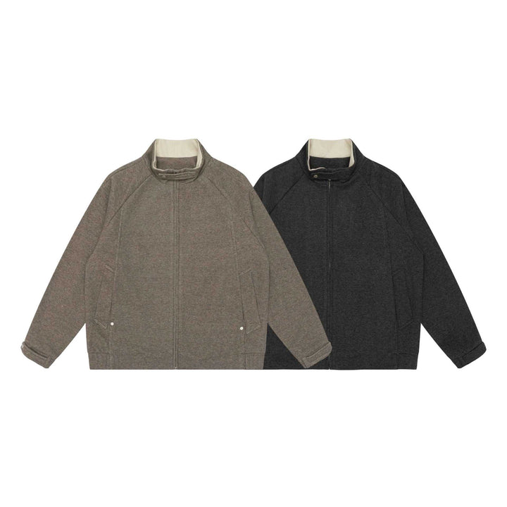 Damen Boxy-Zipjacke mit hohem Stehkragen, Raglanärmeln und verdecktem Reißverschluss Drune