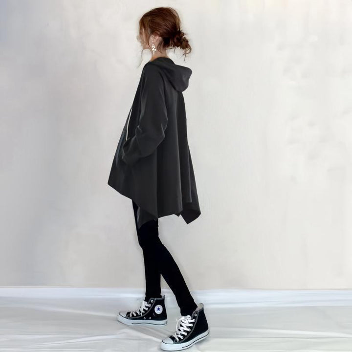 Damen Kapuzen-Poncho mit asymmetrischem Schnitt und praktischen Taschen Drune