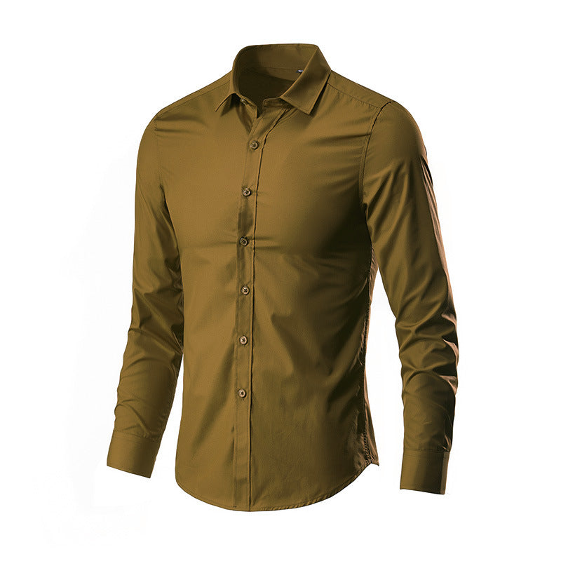 Herren nan Slim-Fit Businesshemd aus Stretch-Baumwollmix mit Kentkragen Drune