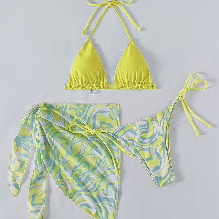 Damen Triangle-Bikini mit leicht transparentem Wickelrock Drune