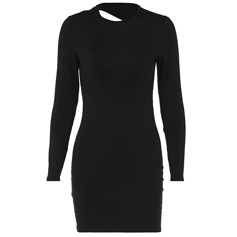 Damen figurbetontes Minikleid mit langen Ärmeln und schickem Rundhalsausschnitt Drune